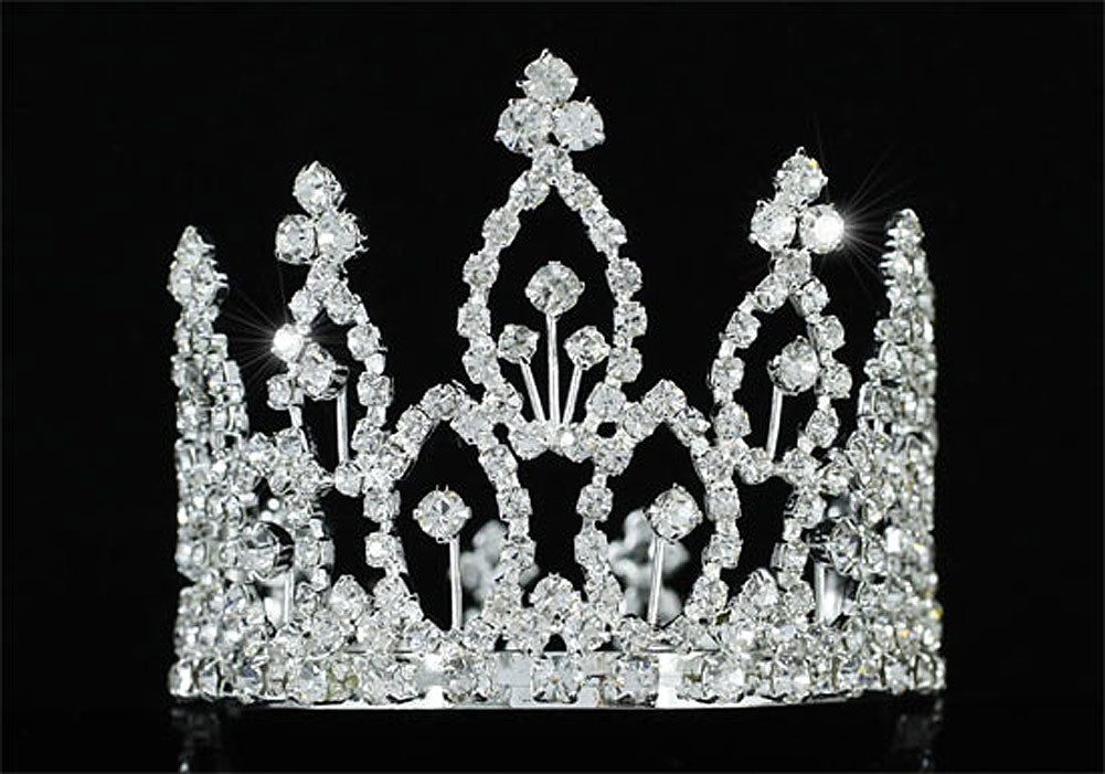 Bridal Silver Flower Girl / Baby Round Full Circle Rhinestone Mini Tiara Crown XT1742-0